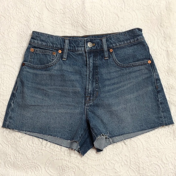Madewell Pants - Madewell Women's Blue Denim High Rise Shorts Size 27 The Perfect Jean Short Fit